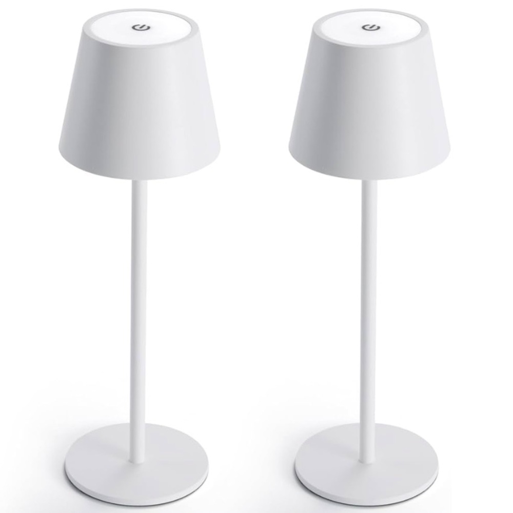 2 Pack LED Cordless White Table Lamps Rechargeable Battery Lamps Dimming Lamps